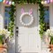 11.8-Inch Easter Bunny Pom Pom Wreath – Front Door & Wall Decor with Yarn Bunny Ears, Indoor & Outdoor Spring Easter Decoration
